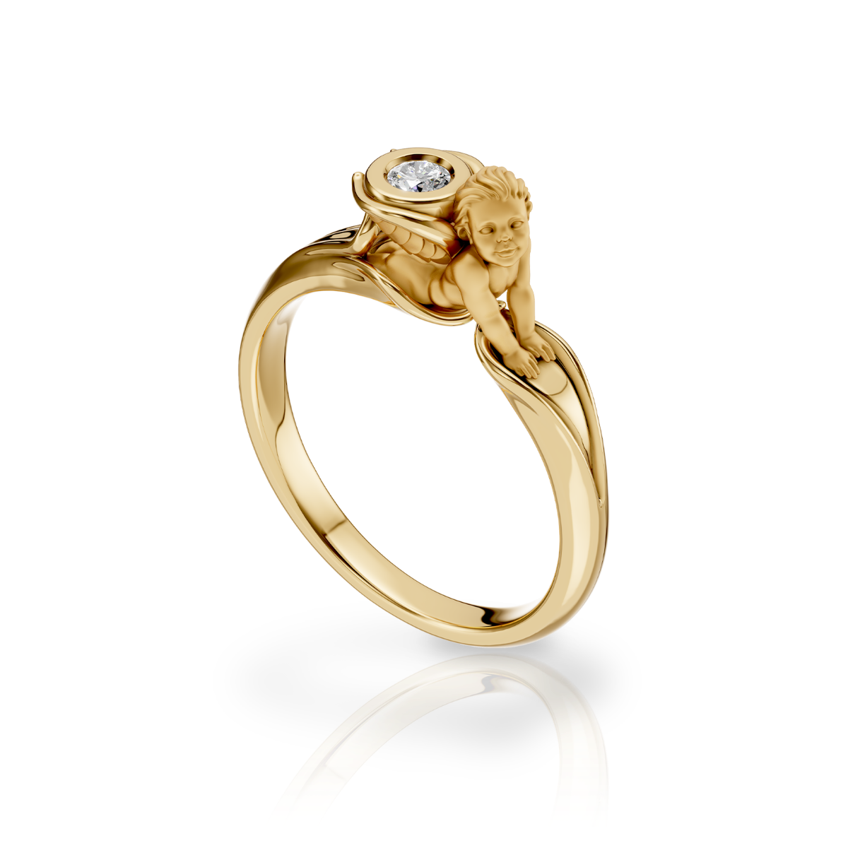 RING SOLITARIO MY ANGEL in Yellow Gold Carrera Y Carrera
