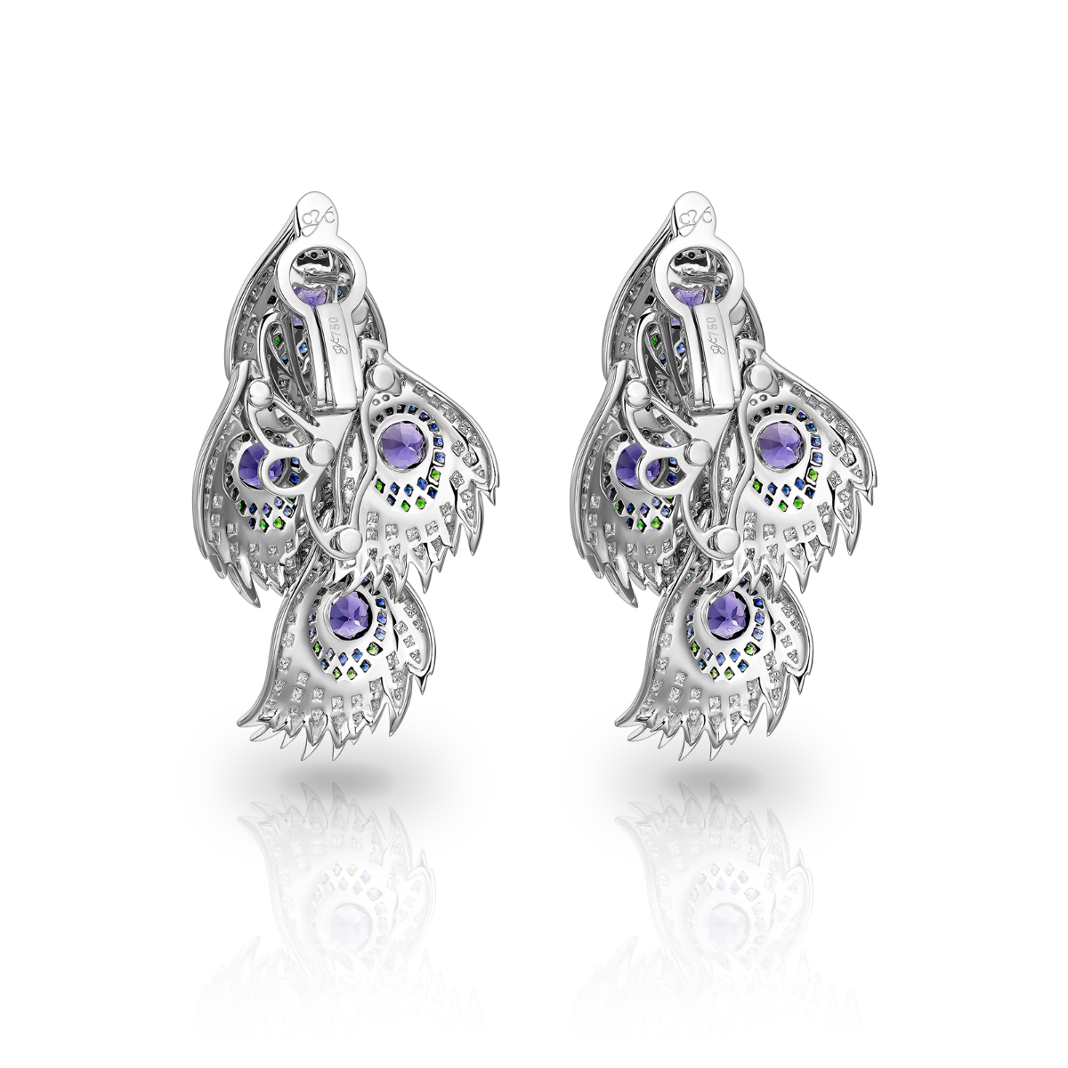 EARRINGS PEACOCK in White Gold Carrera Y Carrera